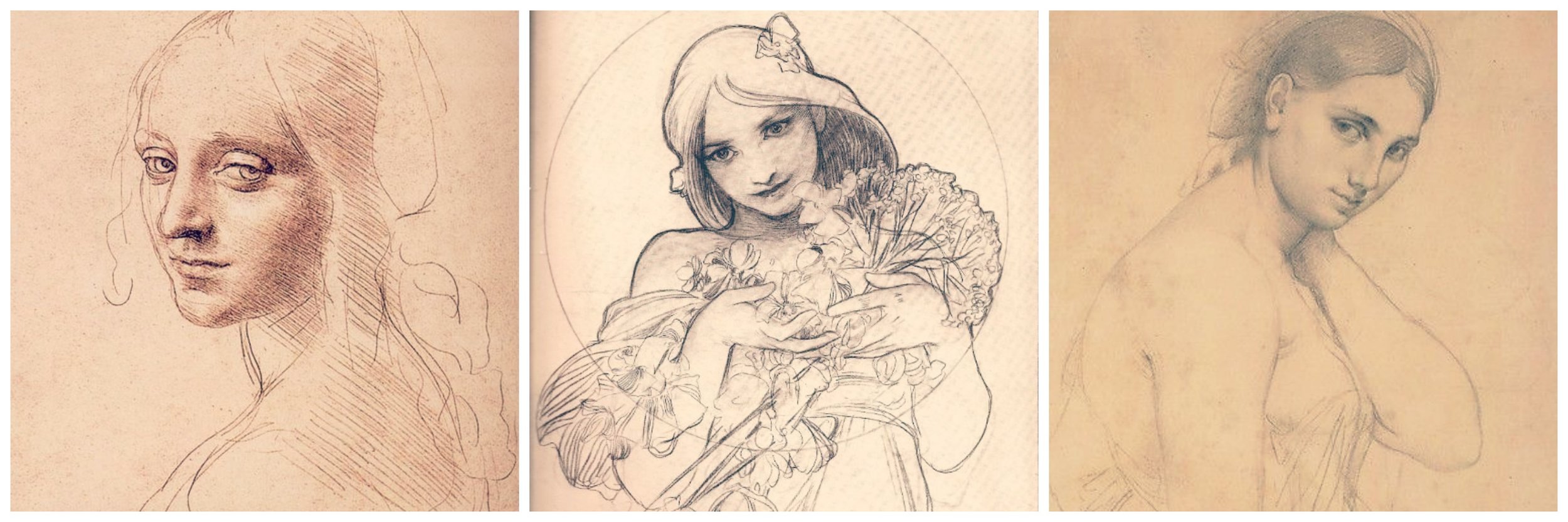 From left to right: Da Vinci, Mucha and Ingres.