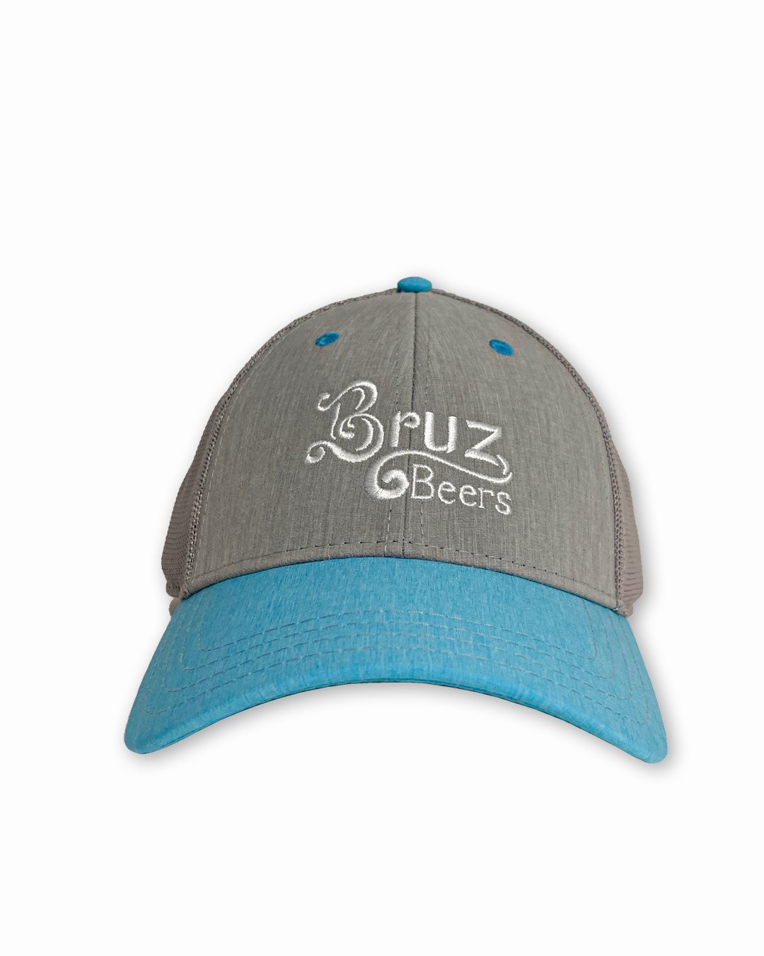 Bruz Beers Embroidered Athletic Cap Light Gray Face and Mesh with Aqua  Visor — Bruz Beers