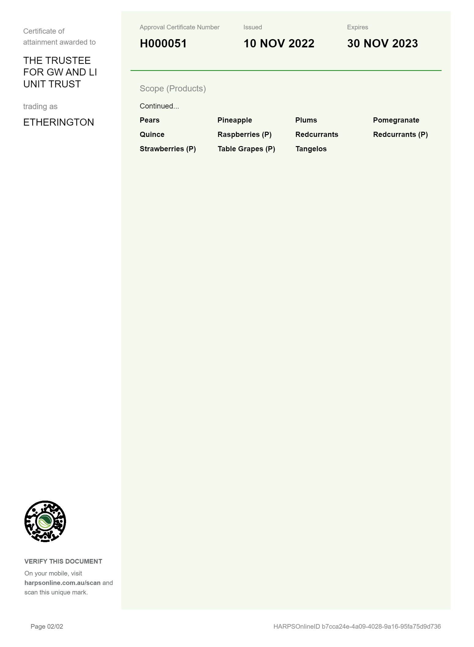 Quality Assurance — Etherington