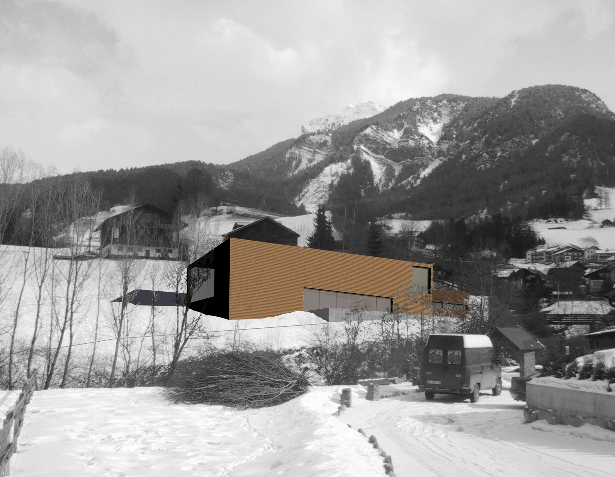 Centro visite di un parco naturale con scuola elementare e materna Santa Maddalena, Funes, Bz Il progetto si occupa della costruzione di una scuola elementare e di una scuola materna e di un centro di accoglienza per il Parco Naturale di Santa Maddalena, Funes, Bz. Il complesso edilizio si compone di tre corpi distinti che ospitano le tre funzioni differenti. Gli edifici si dispongono paralleli alle curve di livello e al lato del torrente. L’unità del sistema è data dai rivestimenti omogenei in legno e dal trattamento delle coperture. Le falde si configurano come grandi piani variamente inclinati che si compongono insieme per creare rapporti sempre diversi, a seconda dei diversi prospetti. Progetto di concorso Data: 2005 Progettisti: Paolo De Benedictis, Glenda Flaim << cambia progetto >>