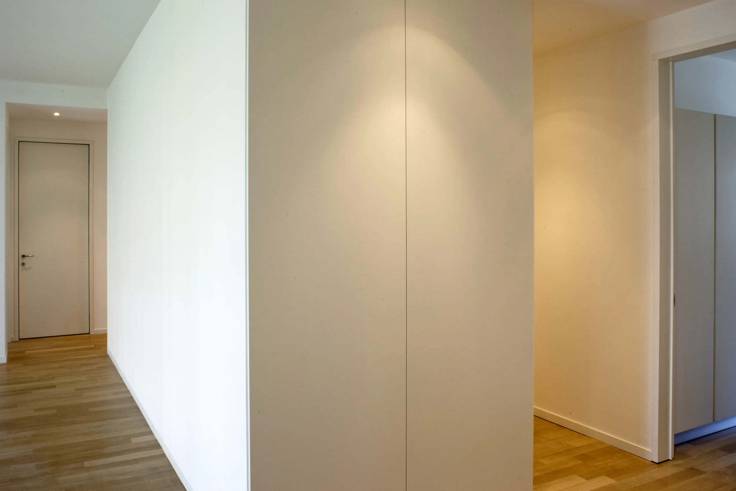 Casa FV, Milano Nel centro di Milano, un appartamento privo di carattere e con un sistema distributivo infelice è ripensato completamente attraverso la demolizione totale delle murature interne; unico vincolo rimasto in essere sono i pilastri strutturali con i quali il progetto ha dovuto confrontarsi. Un’isola centrale, contenente servizi e pareti attrezzate, è il cardine attorno al quale si sviluppa, in maniera fluida, la nuova distribuzione di tutti gli ambienti; con tale soluzione, il vincolo originario costituito dai pilastri isolati si trasforma in un’occasione progettuale con carattere, procurando un arricchimento formale e funzionale all’appartamento. Data: 2010 | 2011 Progettista: Paolo De Benedictis Collaboratore: Eduardo Jose Giraldez Caro Fotografa: Alessandra Chemollo << cambia progetto >>