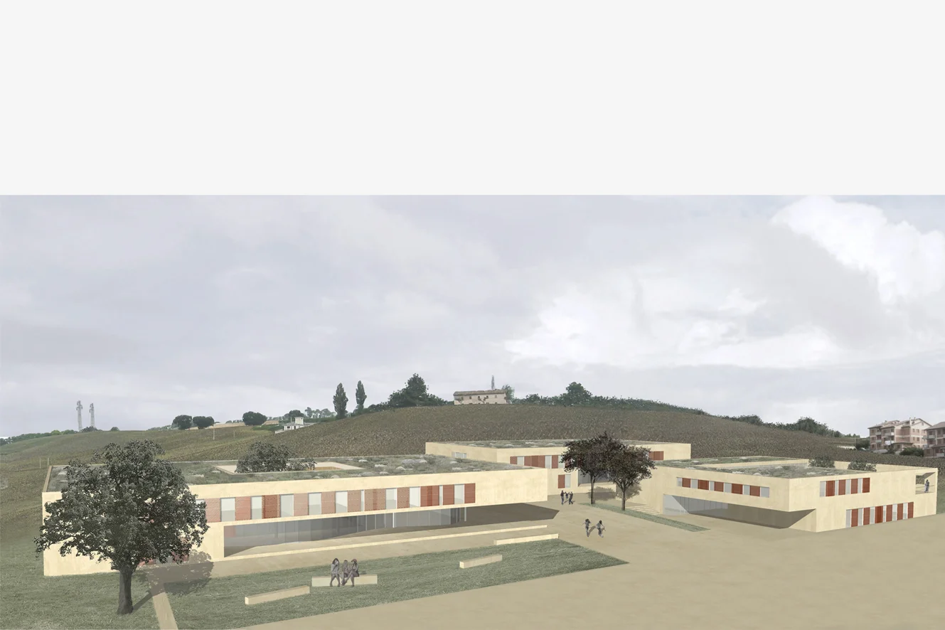 Normal
0
14
MicrosoftInternetExplorer4
Nuovo Polo scolastico Moioe di Maiolati Spontini, Ancona Il progetto insiste su una zona di espansione in leggero declivio. La pendenza del terreno è stata utilizzata per costituire terrazzamenti artificiali sui quali i nuovi corpi trovano la loro naturale collocazione. Il polo scolastico si articola in tre distinti volumi che si adattano all’orografia del suolo e definiscono un fluido sistema di spazi aperti. I tre corpi appaiono monolitici e compatti, ancorati alla topografia del sito. Essi sono alleggeriti da differenti scavi in corrispondenza degli ingressi e dei cortili. Per ogni edificio sono chiaramente leggibili aree di pertinenze e sistemi degli accessi. Progetto di concorso 4° classificato Data: 2006 Progettisti: Paolo De Benedictis, Glenda Flaim << cambia progetto >>
/* Style Definitions */
table.MsoNormalTable
{mso-style-name:"Table Normal";
mso-tstyle-rowband-size:0;
mso-tstyle-colband-size:0;
mso-style-noshow:yes;
mso-style-parent:"";
mso-padding-alt:0cm 5.4pt 0cm 5.4pt;
mso-para-margin:0cm;
mso-para-margin-bottom:.0001pt;
mso-pagination:widow-orphan;
font-size:10.0pt;
font-family:"Times New Roman";
mso-fareast-font-family:"Times New Roman";}