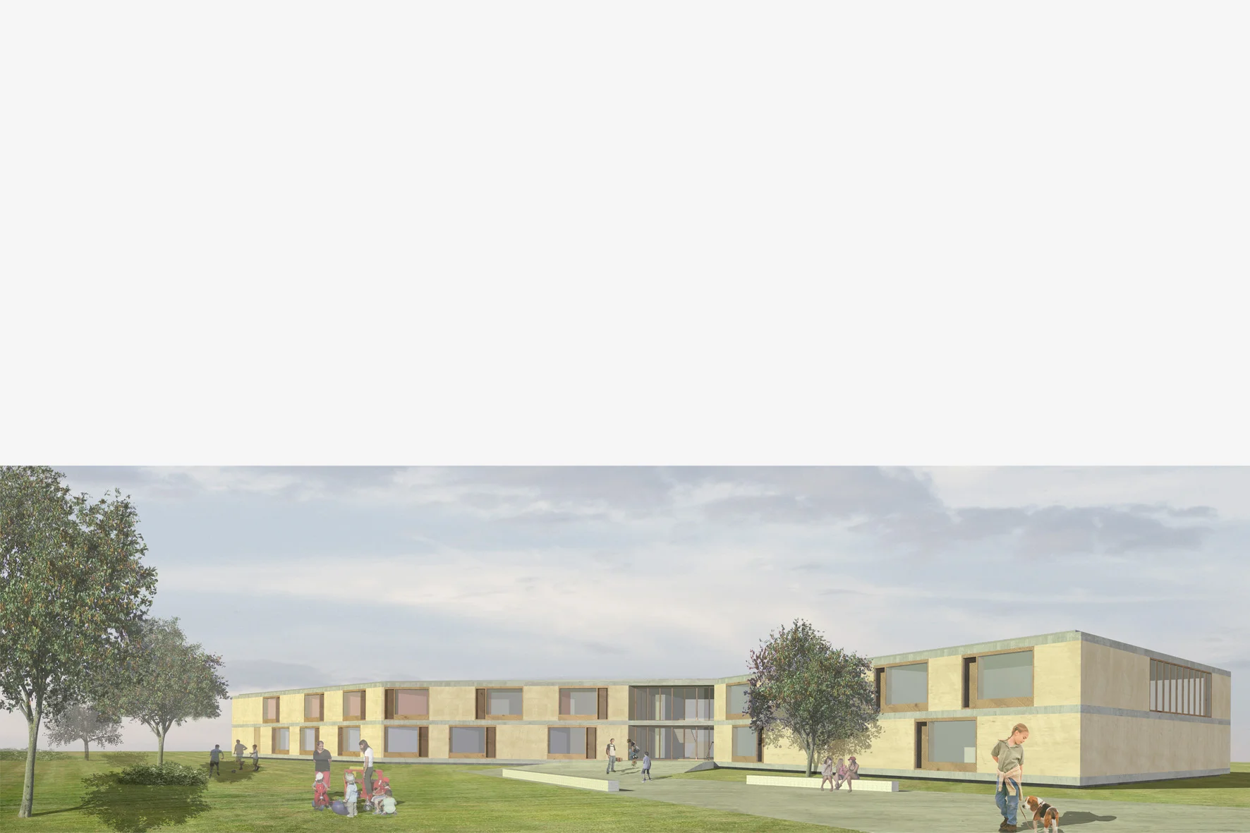 New Kindergarten School Complex Noventa Padovana, Pd The project involves designing a new kindergarten school complex in the countryside of Noventa Padovana. The building is organized along the two main axes and makes up a compact and dynamic volume with big open spaces. The volume is enlivened by minor rotations in relation to the main axes and by clear-cut alignments. It establishes a close connection with the context and the main nearby building, a historic villa from the XVI century. Project (Competition) Date: 2006 Architects: Paolo De Benedictis, Glenda Flaim << change project >>