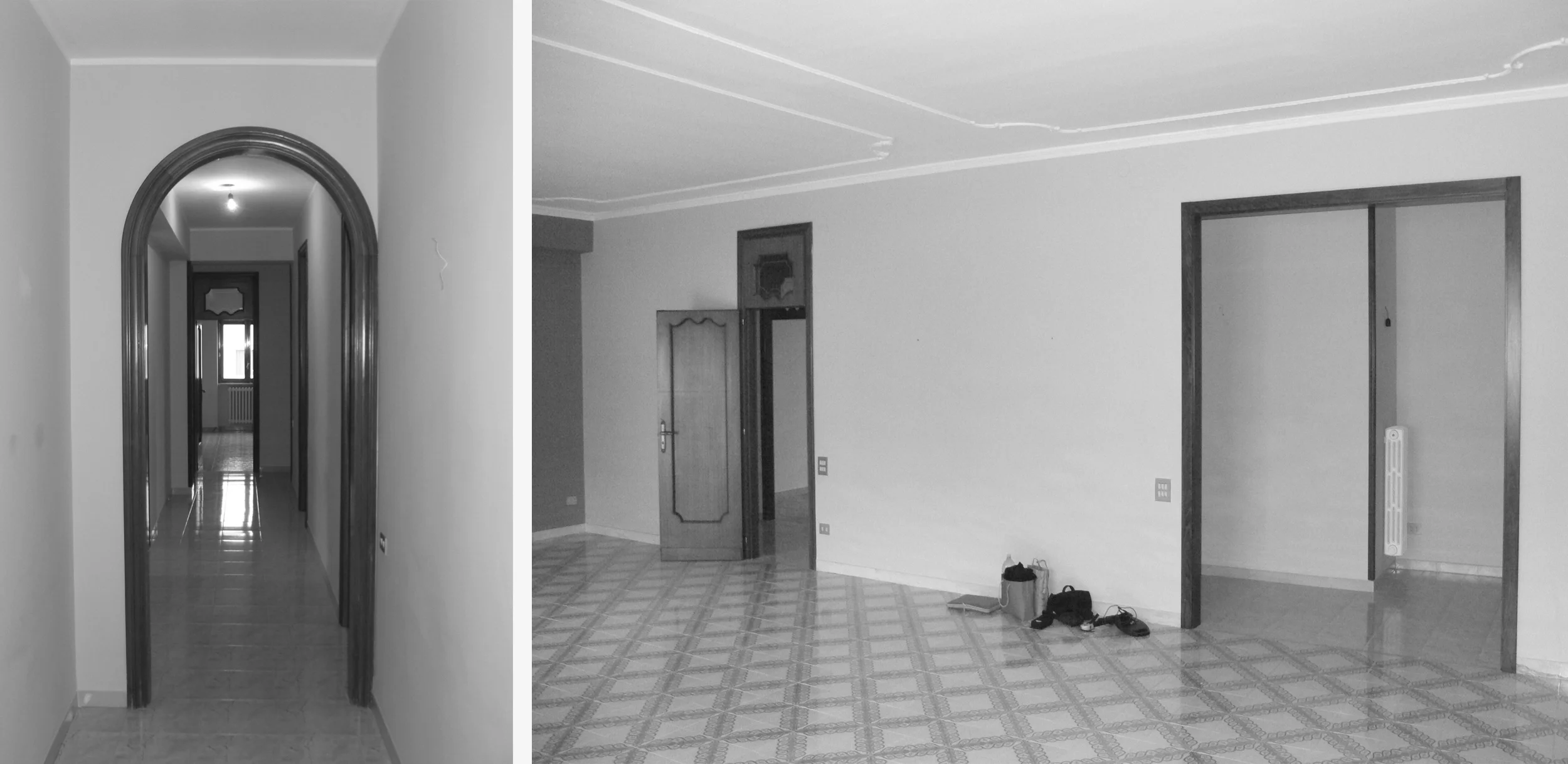 Casa NI, Matera L’intervento si occupa della ridistribuzione interna di un appartamento sito nel centro di Matera. Del preesistente è stata conservata la struttura portante, costituita da travi e pilastri. I nuovi spazi, fluidi e versatili, sono stati creati attraverso la giustapposizione di volumi in muratura. Come arredi dalla forma pura, essi celano la struttura esistente, danno corpo e spessore alle soglie di passaggio tra i vari ambienti, divengono essenza del progetto. Data: 2013 | 2014 Progettista: Paolo De Benedictis Progettista impiantistico: Marco Evangelista Collaboratore: Francesco Virgilito Fotografa: Alessandra Chemollo << cambia progetto >>