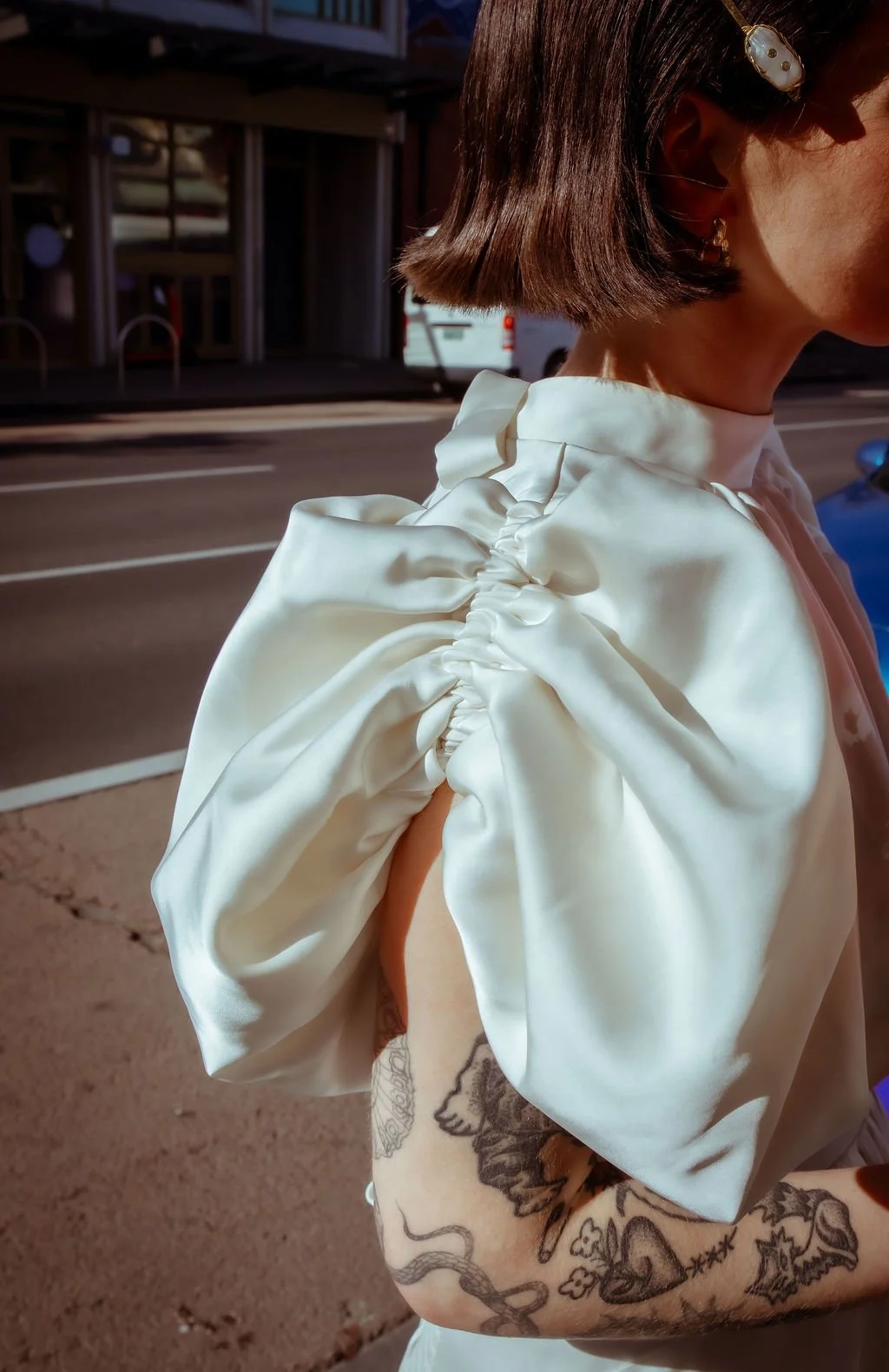 close up of a wedding dress photo