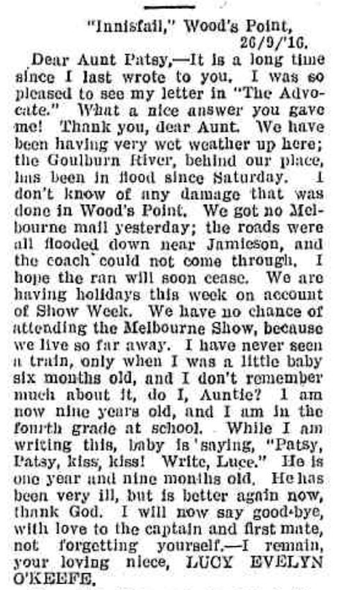 Lucy OKeefe Advocate Newspaper 21 October 1916 p. 35.png