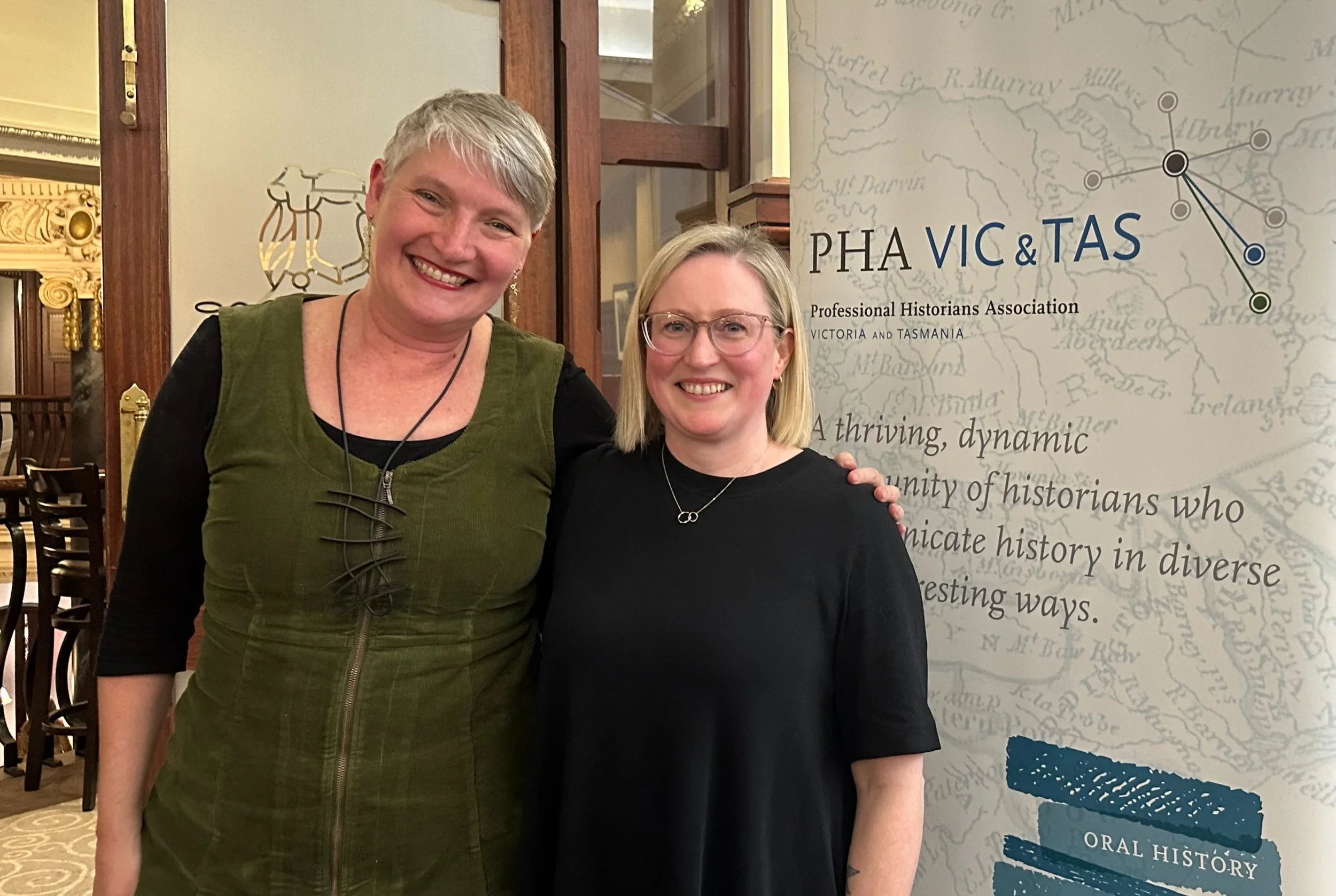 Outgoing president Sophie Couchman and incoming President Fiona Gatt