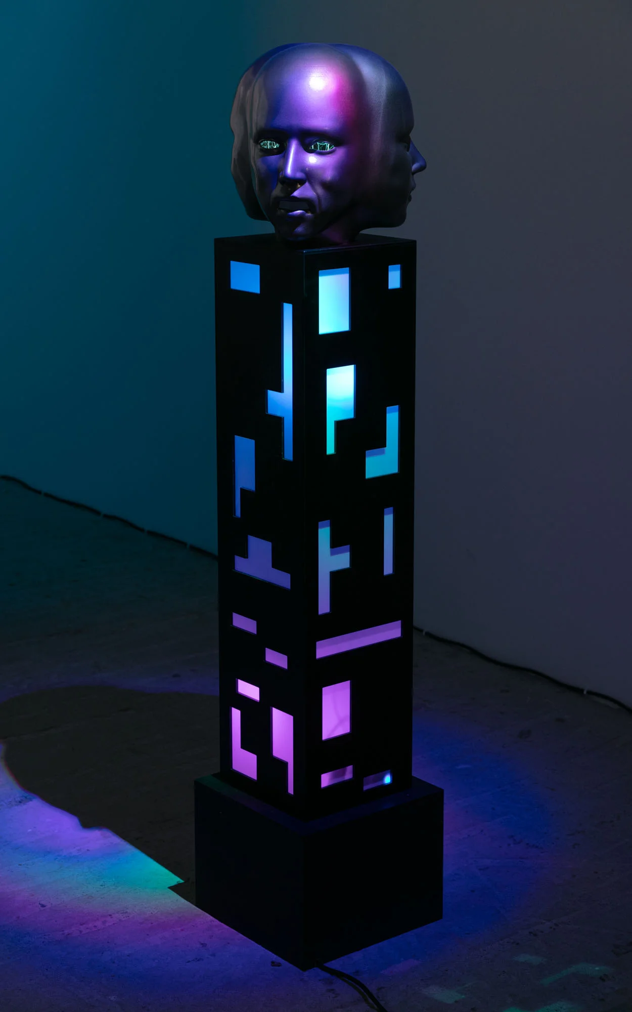 Phillip Birch The Head of Tribunal , 2017 Plexiglass, LED lights, 3D printed plastic, painted enamel 63 x 10 x 10 inches Unique