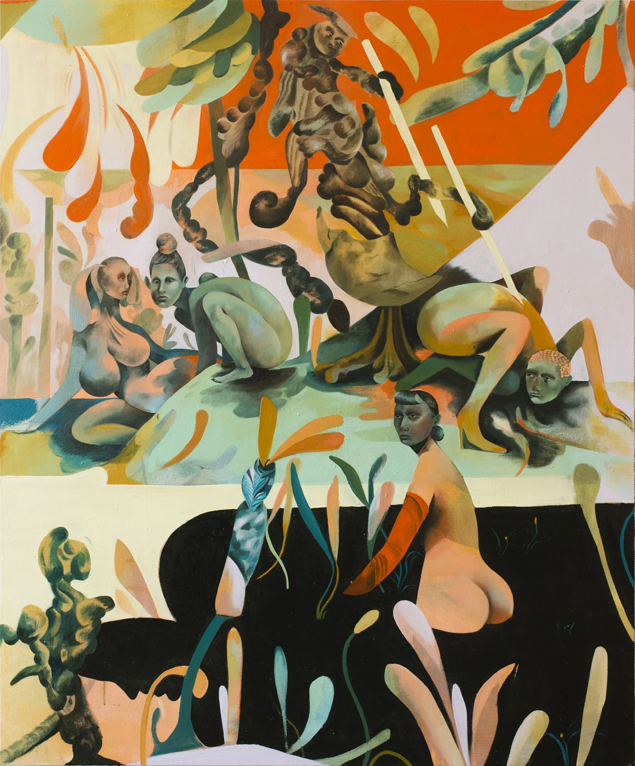Jessie Makinson Cult of the Tomato Sphinx , 2018 Oil on canvas 47.25 x 39.125 inches