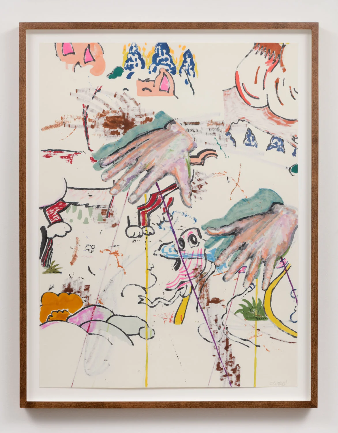 Chris Hood Untitled (Refraction Drawing 5) , 2018 Ink and markers on Canson classic cream 24 x 18 inches (framed)