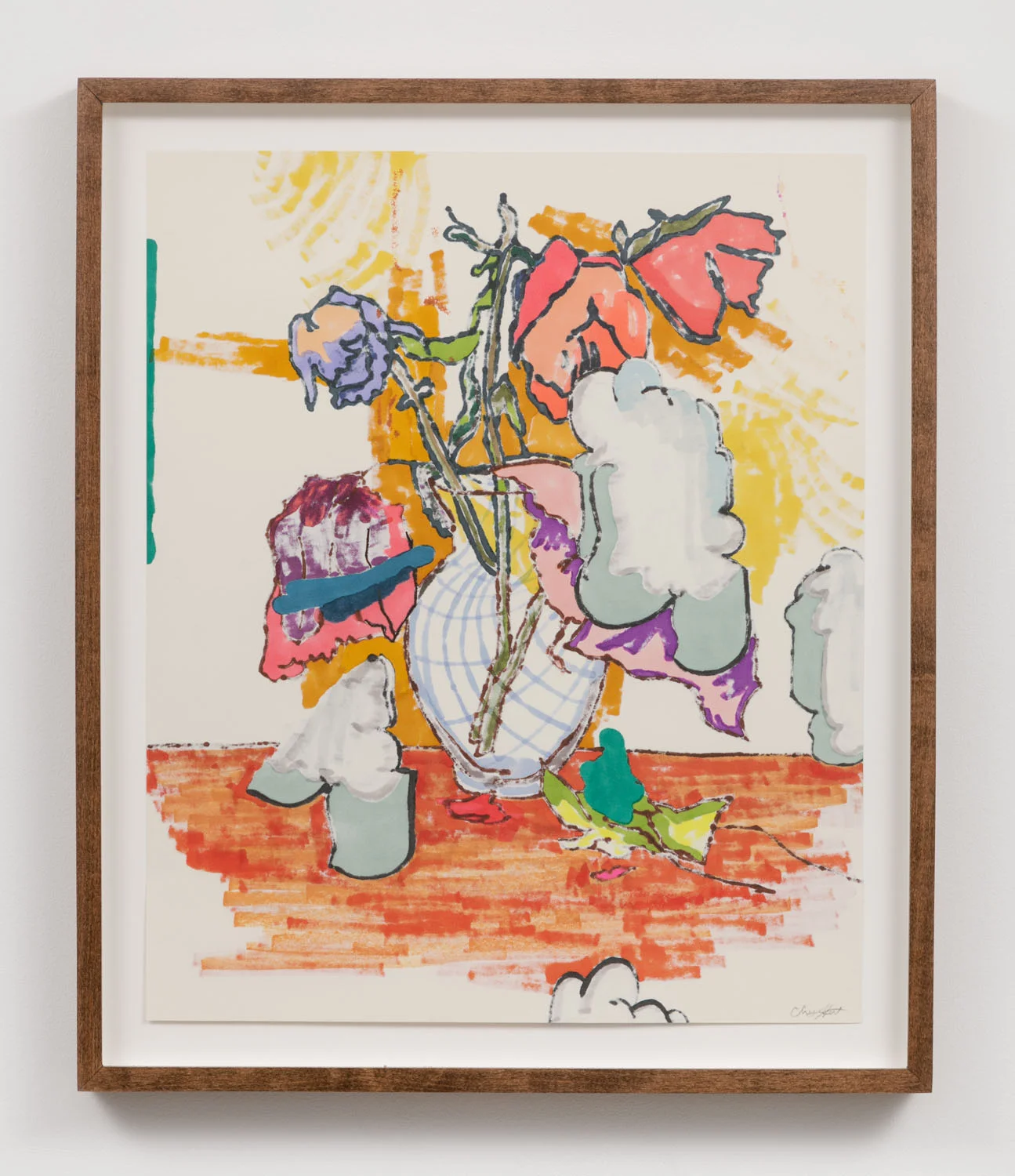 Chris Hood Untitled (Refraction Drawing 9) , 2018 Ink and markers on Canson classic cream 17 x 14 inches (framed)