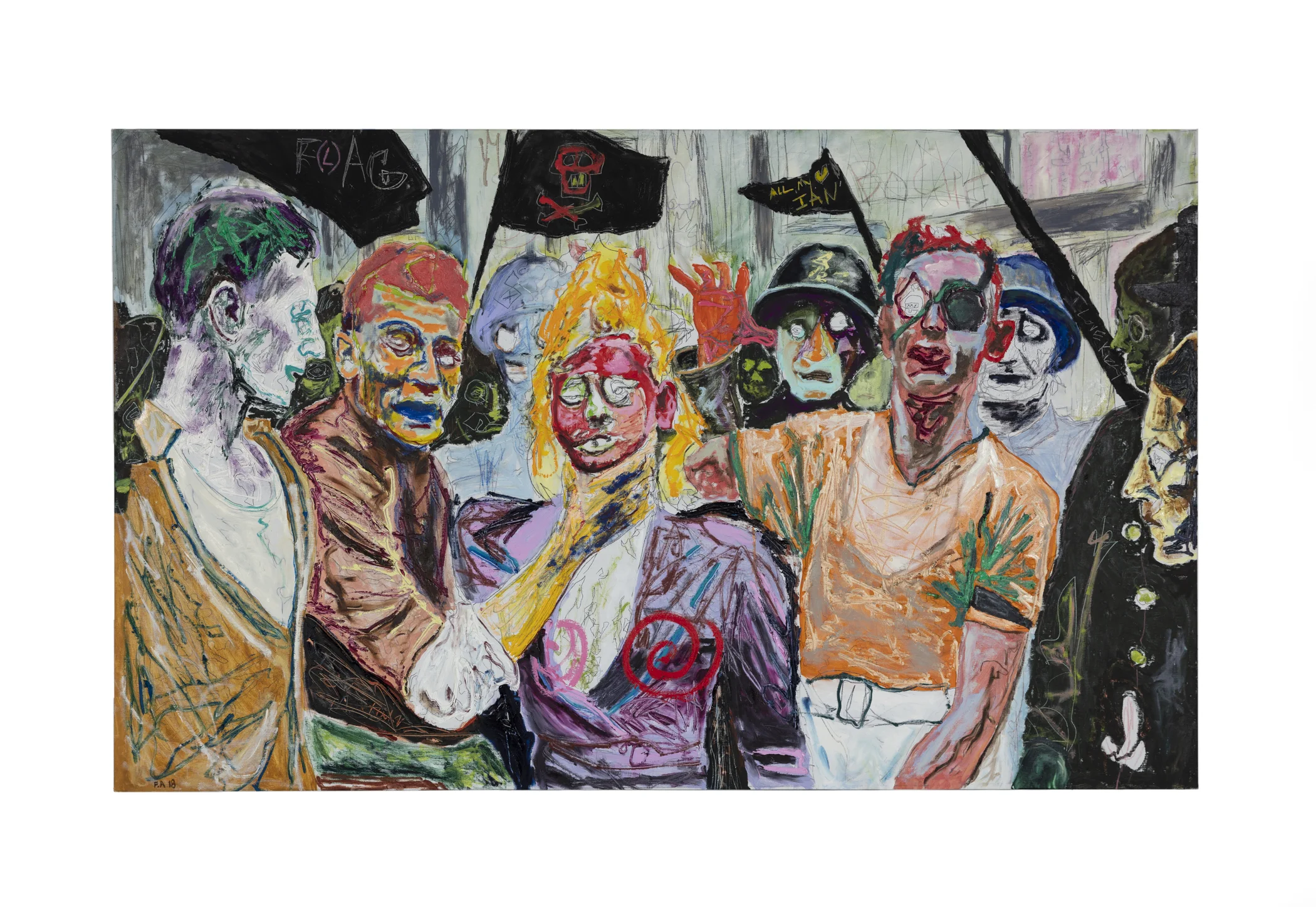 Farley Aguilar Encircled, 2018 Oil, oil stick, and graphite on linen 47 x 77 inches