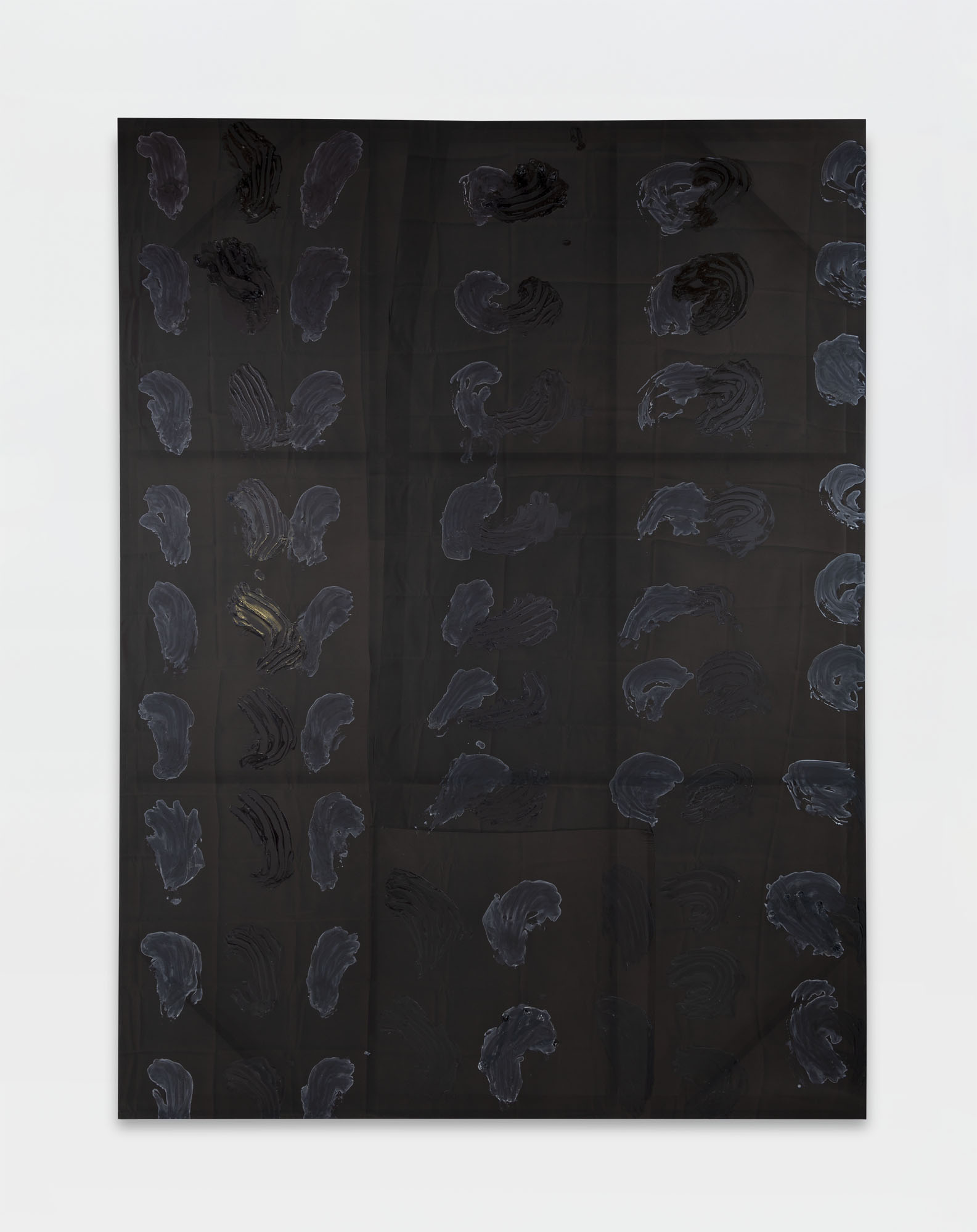 Test Site (Night Call) , 2019 Acrylic on hand-dyed silk, poplar 94 x 70 x 2.5 inches