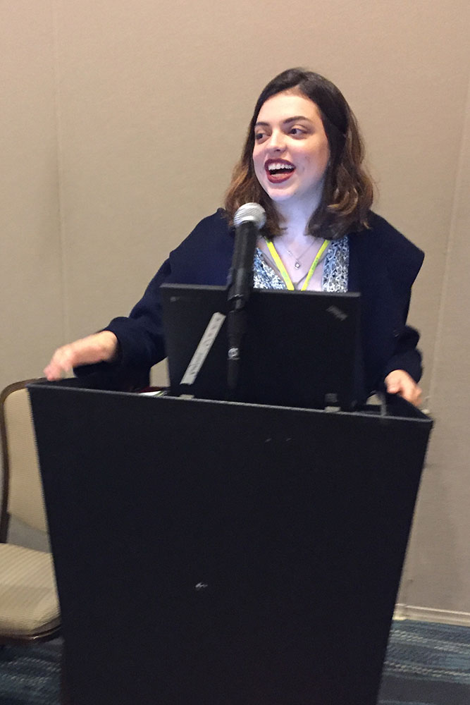 Zelia Gonzales speaking at the national America Walks Conference in Washington D.C. Last year she presented on youth engagement in city planning and creating policy.