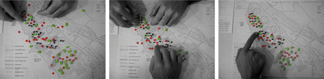 La distribuzione planimetrica delle unità residenziali in fase di studio.