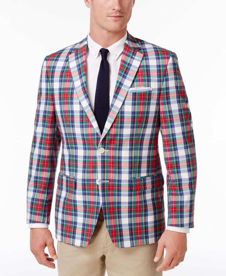 Comes in a regular fit, so it may require a same-day trip to the tailor depending on how it fits on you. Pair with white, khaki or yellow trousers. Shop at Macy's