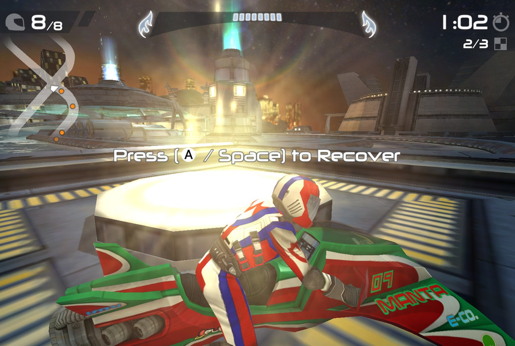 Once when I was playing Riptide GP2, I got stuck in the middle of the 8-shaped track. This happened I think when I was recording on Twitch too. I didn’t think it was possible since I tried doing this with the slowest boat, but fail. Then this happened when using a boat with 210+ power!