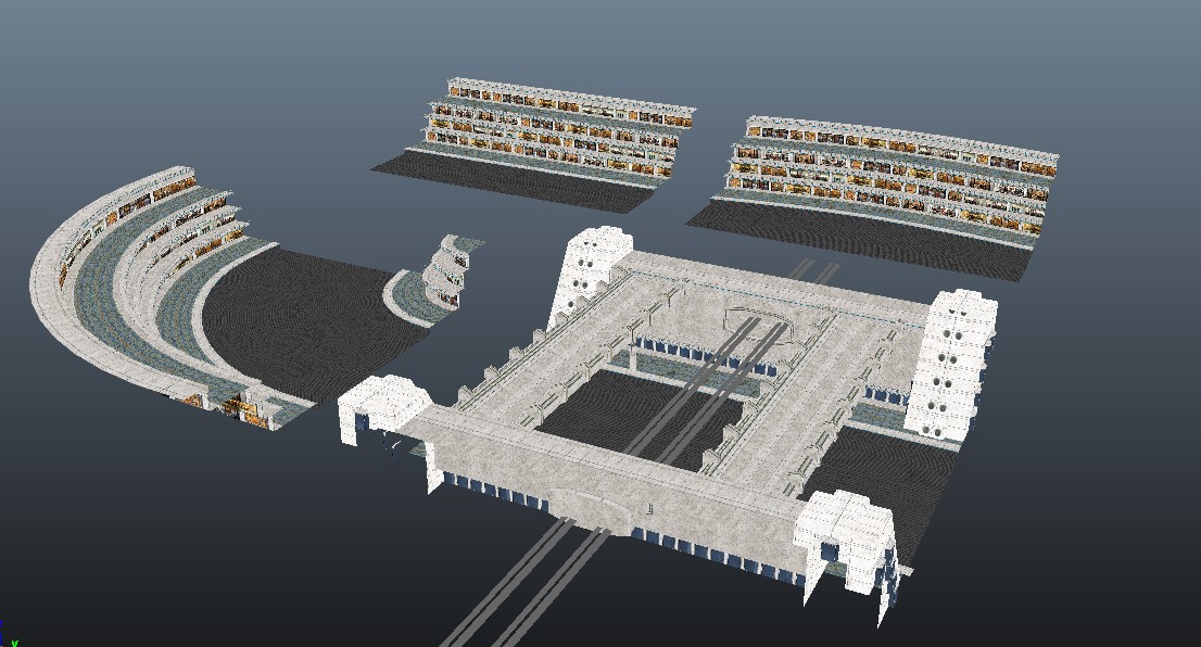 Some of the "Mall" tiles used in both the Tropico level and the Downtown Rush level.