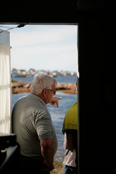 Pete describing one of many shoals from his house in Joe Batt's Arm