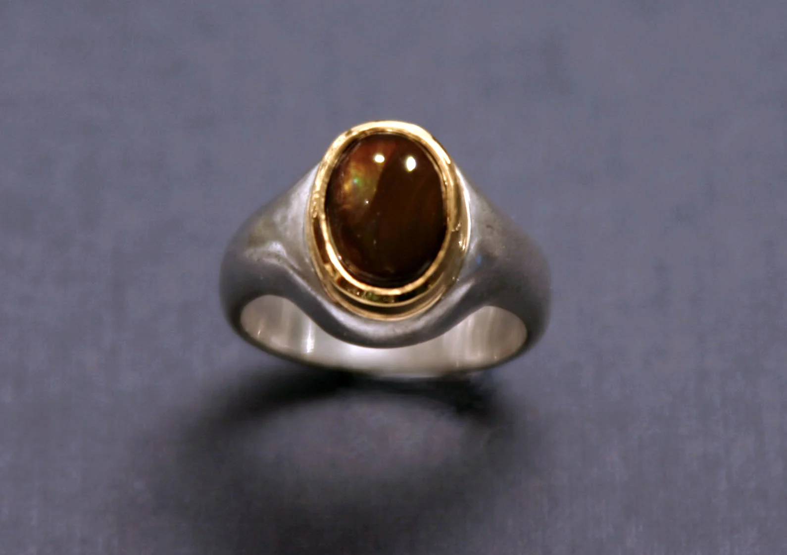 ☆nff☆ antique aureole ringbrown nff1 18K & Sterling Silver Fire Agate Ring — Designs By S&R