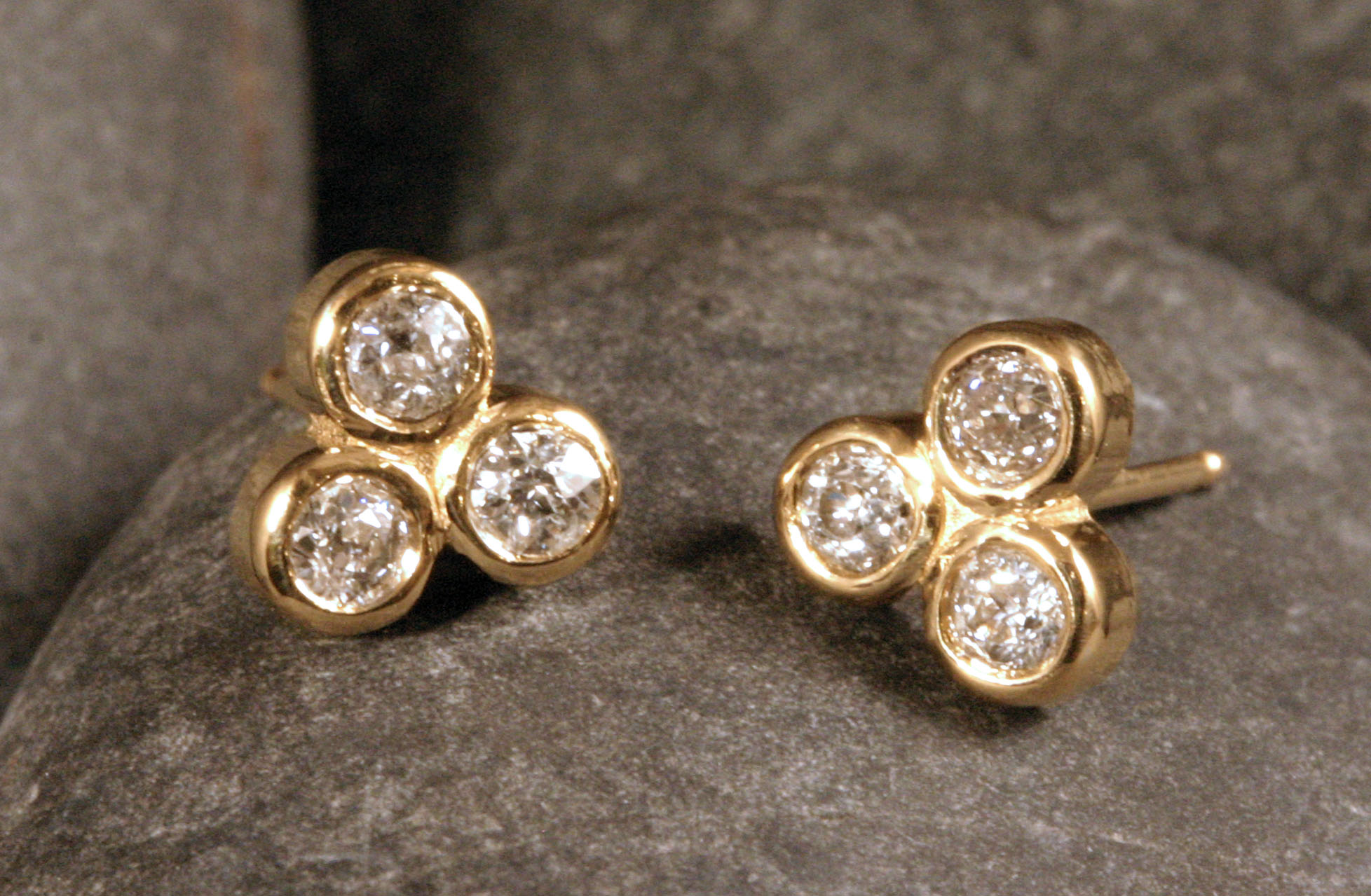 14K gold & diamond studs.