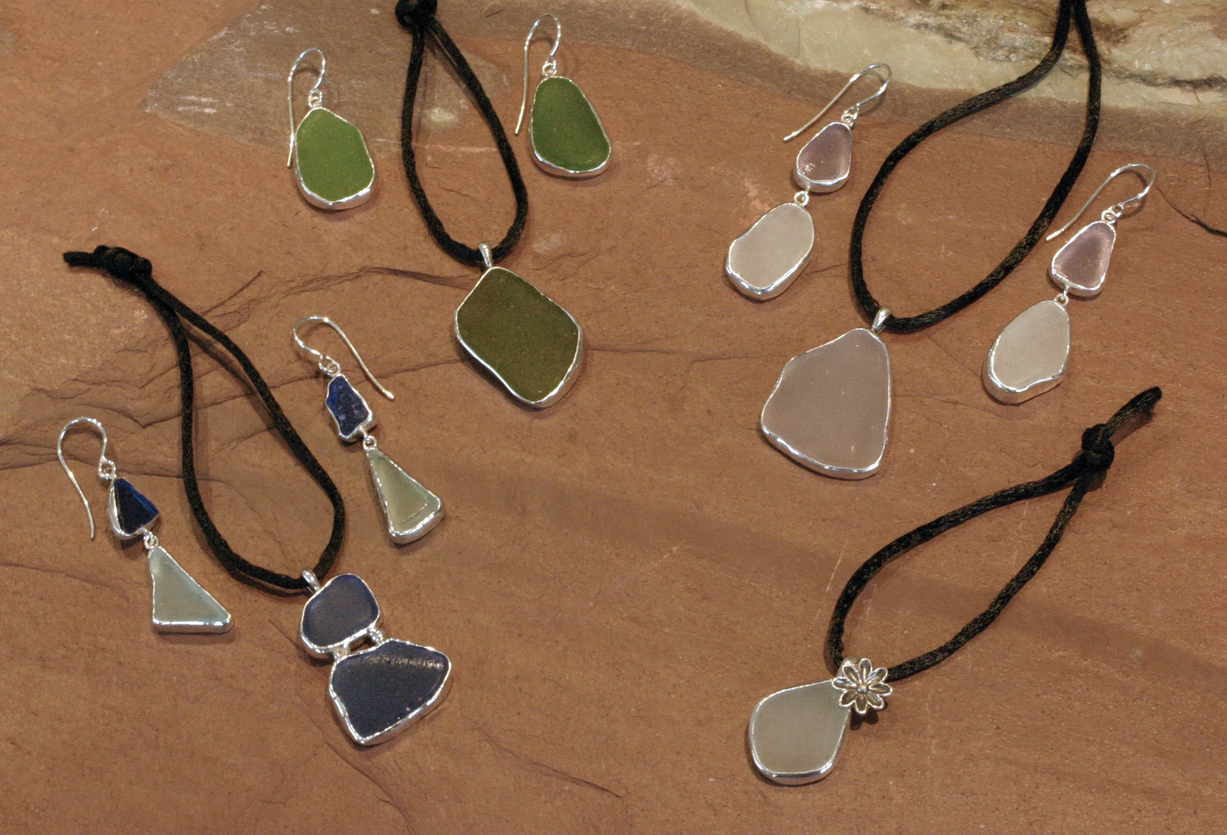 Sterling silver & seaglass bridal party set.