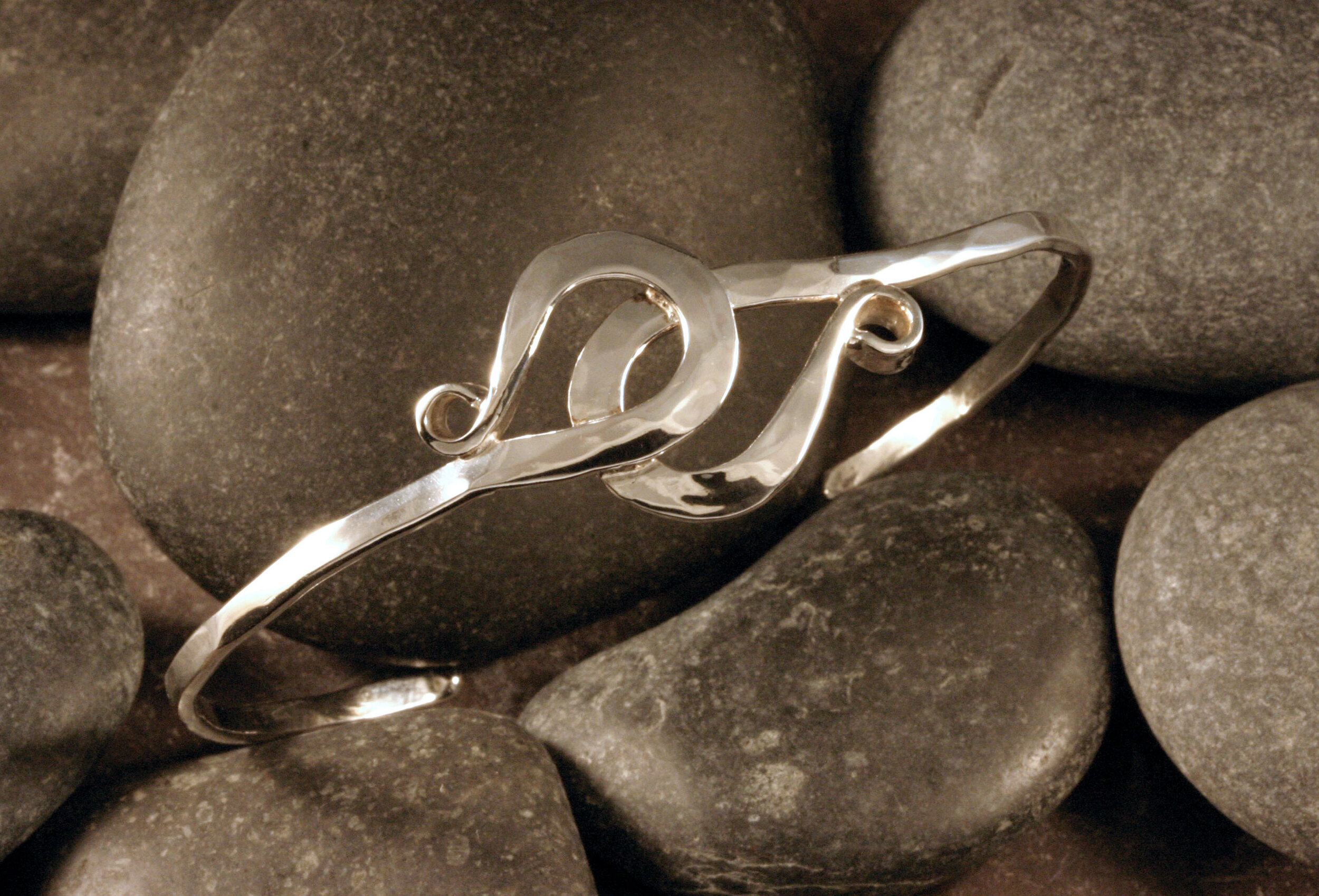 Sterling silver double shepherd's hook cuff bracelet