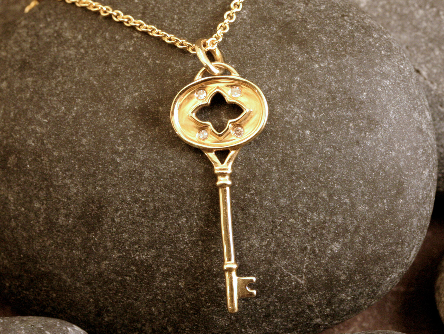 14K Diamond Key Pendant — Designs By S&R