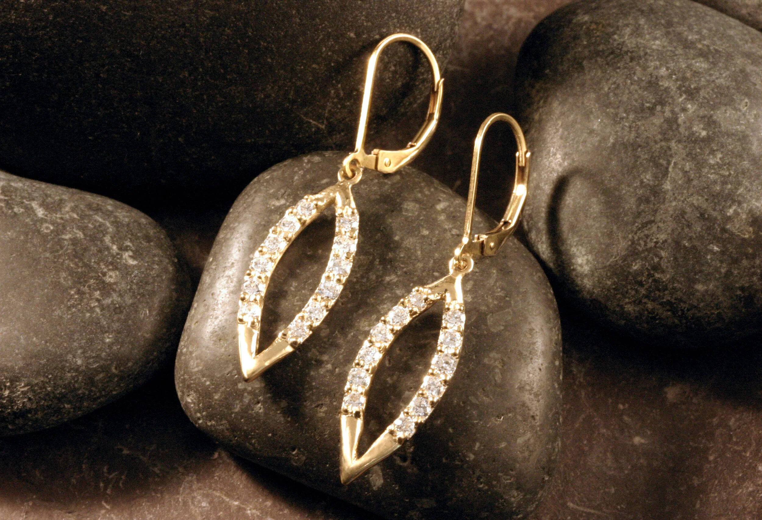 14K gold diamond marqui earrings.