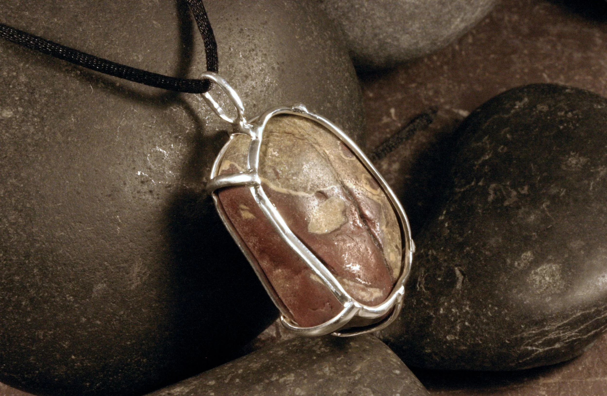 Sterling Silver Nauset Beachstone Cage Pendant — Designs By S&R