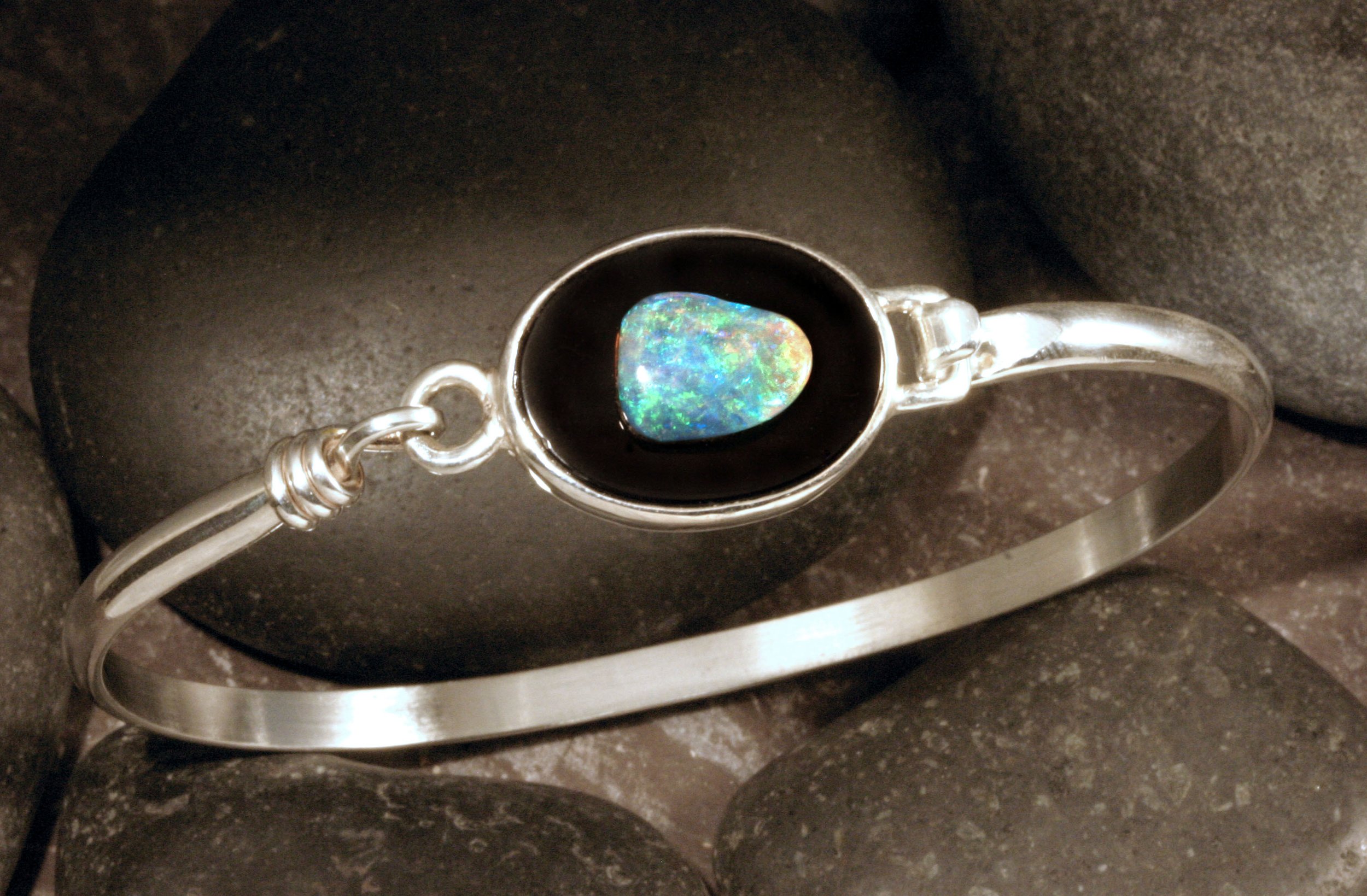 Sterling Silver Australian Opal on Bracelet — Designs By S&R