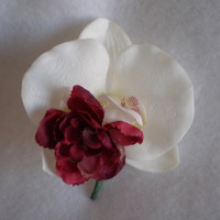 Copy of Cream Orchid and Burgundy Mum Corsage - Minneapolis Silk Florist