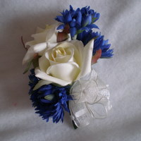 Copy of Cream Rose and Royal Blue Cornflower Corsage - Minneapolis Silk Florist