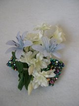Copy of White and Blue Wrist Corsage with Beaded Bracelet - Minneapolis Silk Florist