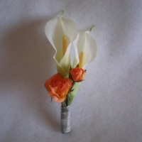 Copy of White Calla and Orange Rose Boutonniere - Minneapolis Silk Florist