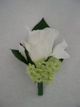 Copy of White Rose and Green Snowball Bush Boutonniere - Minneapolis Silk Florist