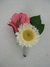 Copy of Pink Rose and White Gerbera Daisy Boutonniere - Minneapolis Silk Florist
