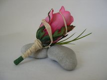 Copy of Pink Rose Bud, Grass and Raffia Boutonniere - Minneapolis Silk Florist