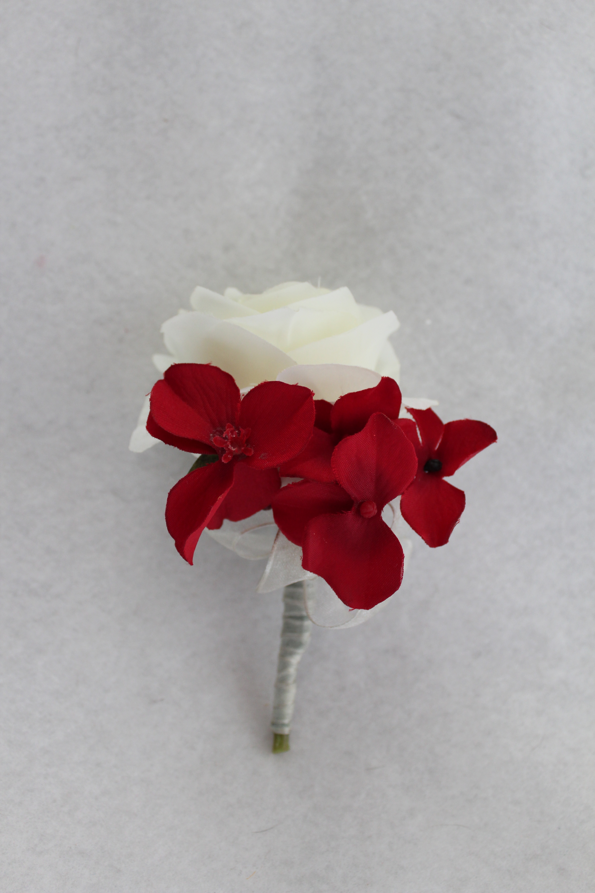 Red and White Corsage