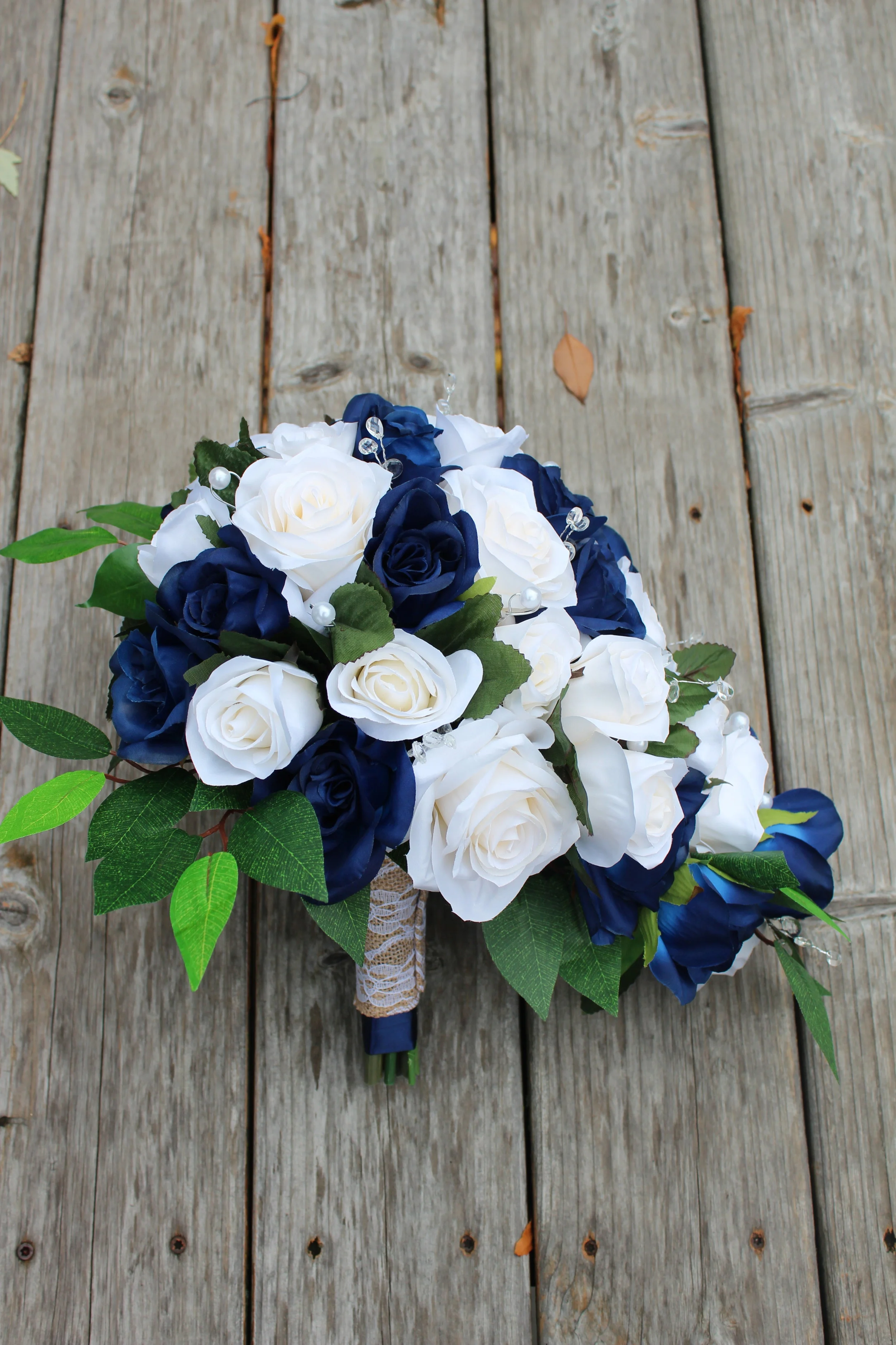 Navy and Ivory Silk Wedding Flowers- Part 1