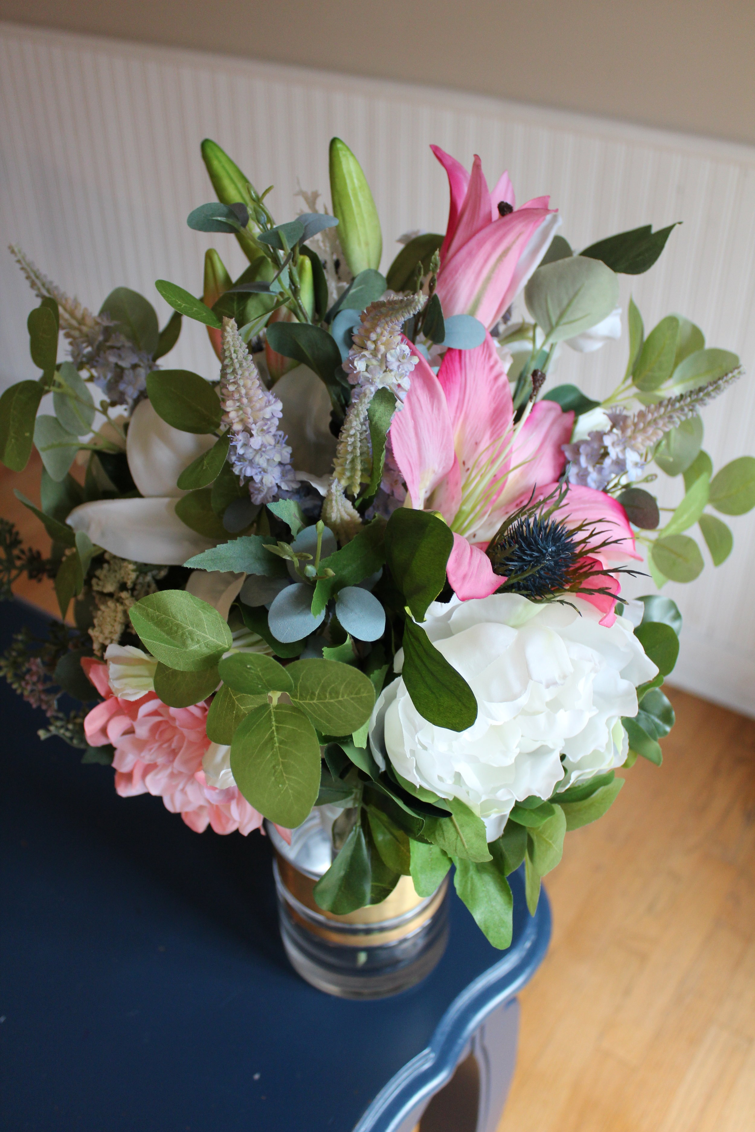 Bridal Bouquet Recreation in Silk Flowers