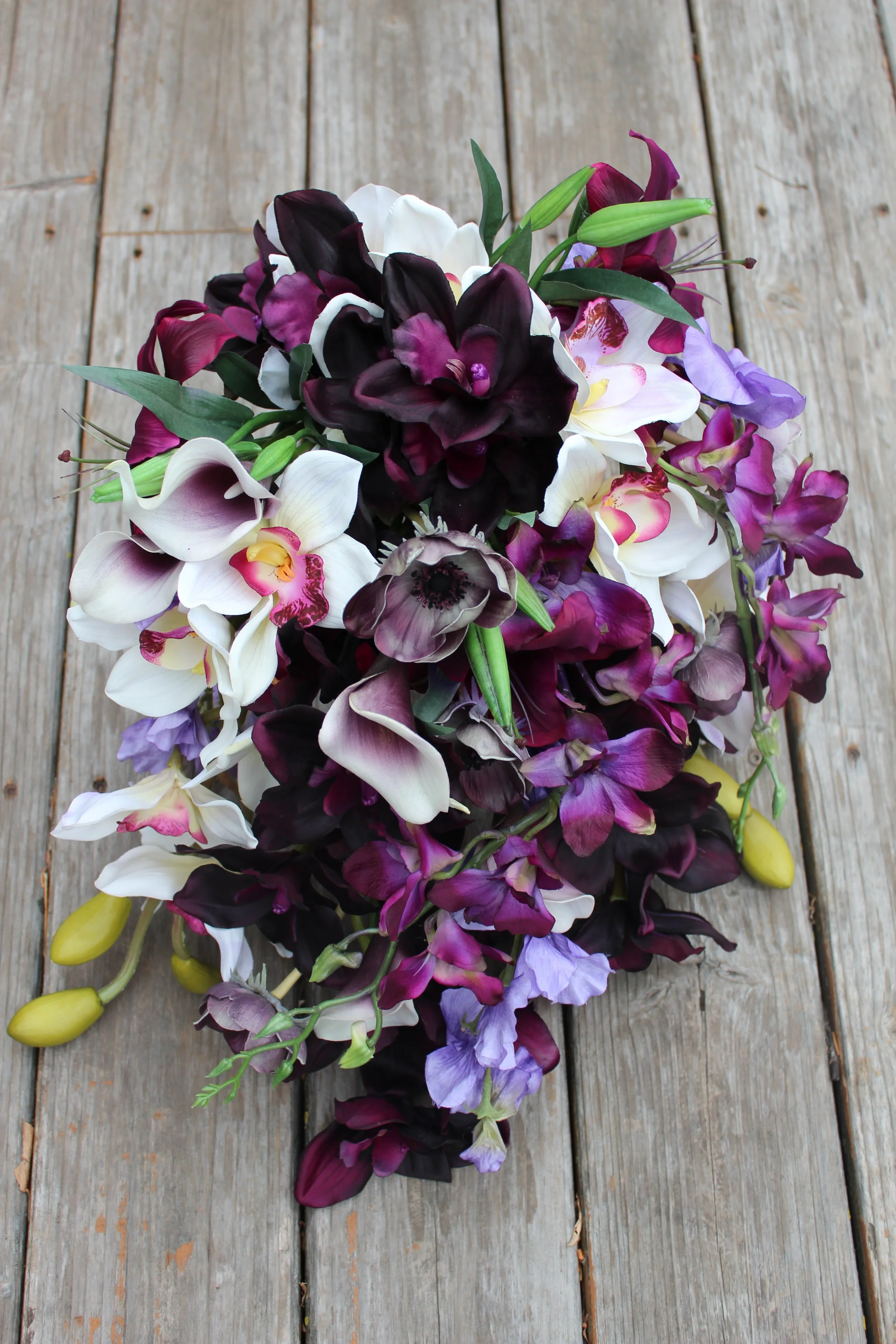 Dark Purple Silk Wedding Flowers