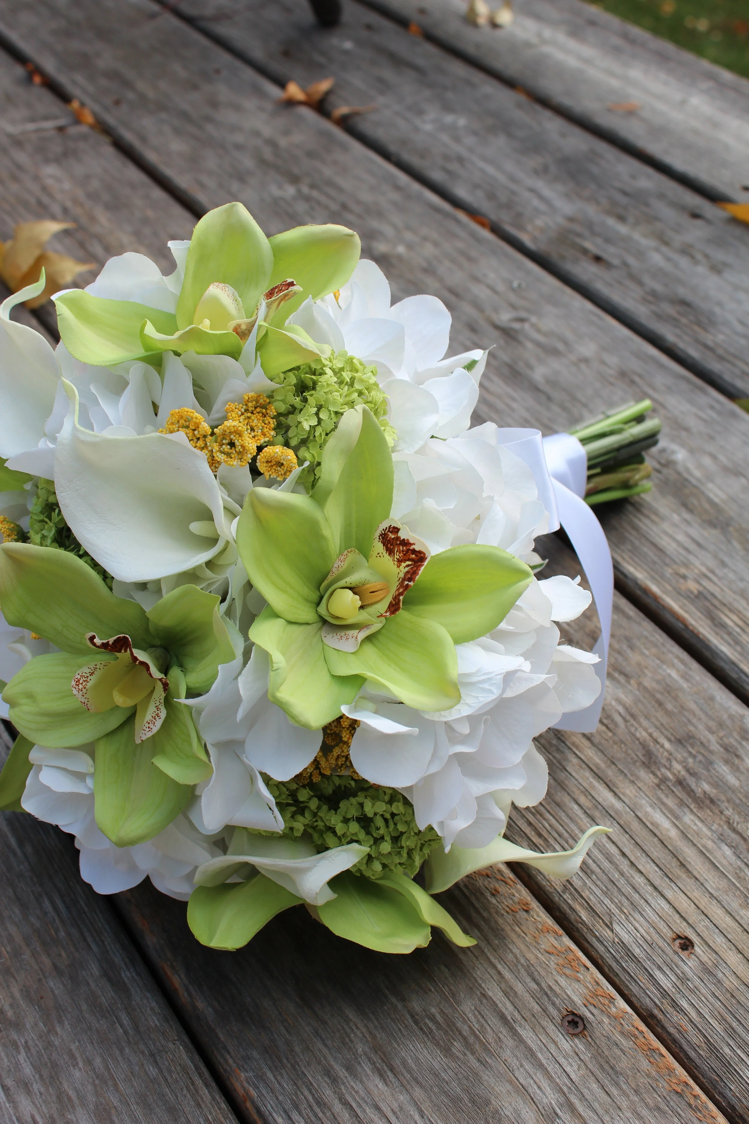 Green and White Silk Bridal Bouquet Recreation