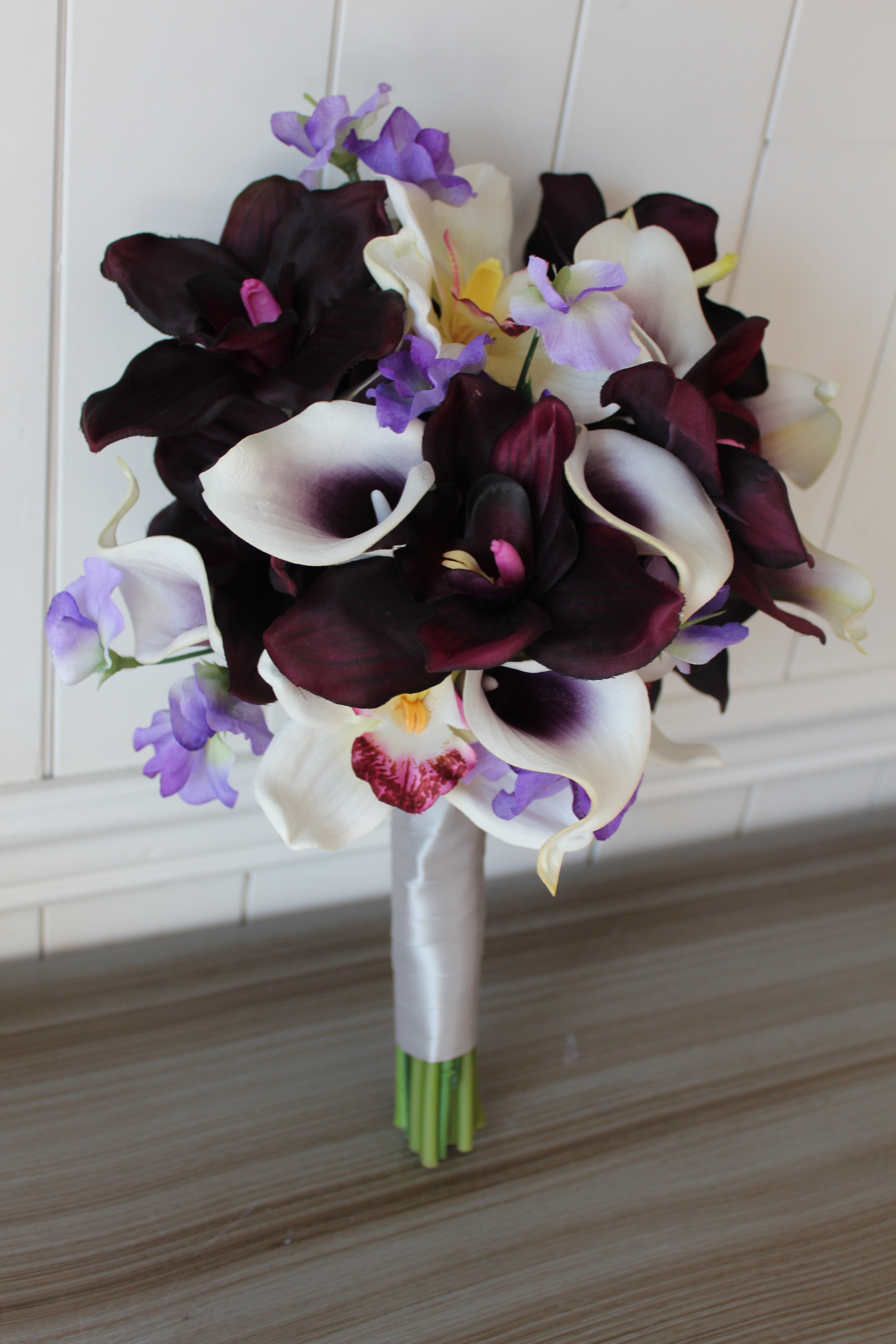 Silk Flower Wedding Bouquet Artificial Posy Maids Posy Orchid Lily roses 