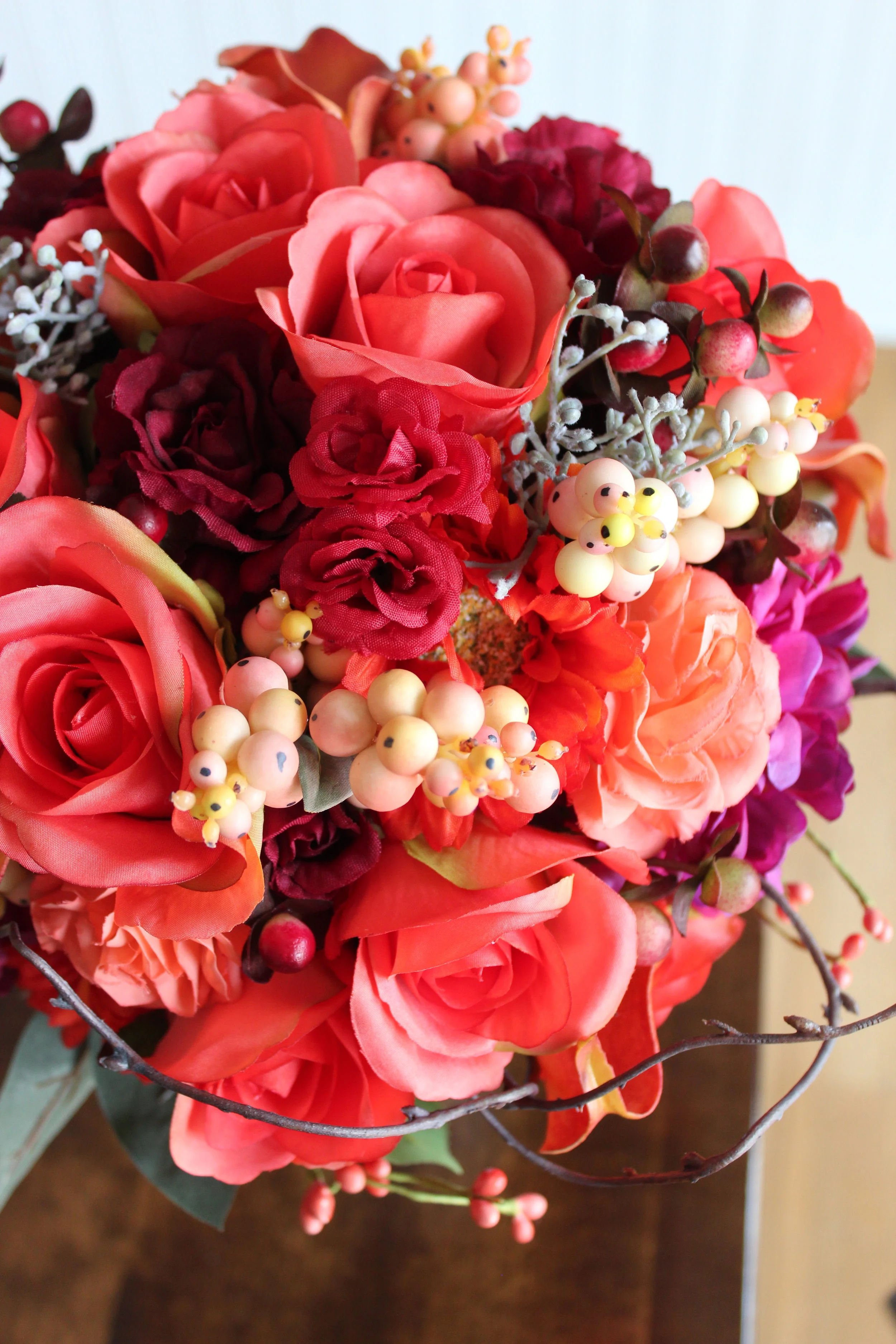 Fall Flowers in a Bridal Bouquet Recreation in Silk Flowers