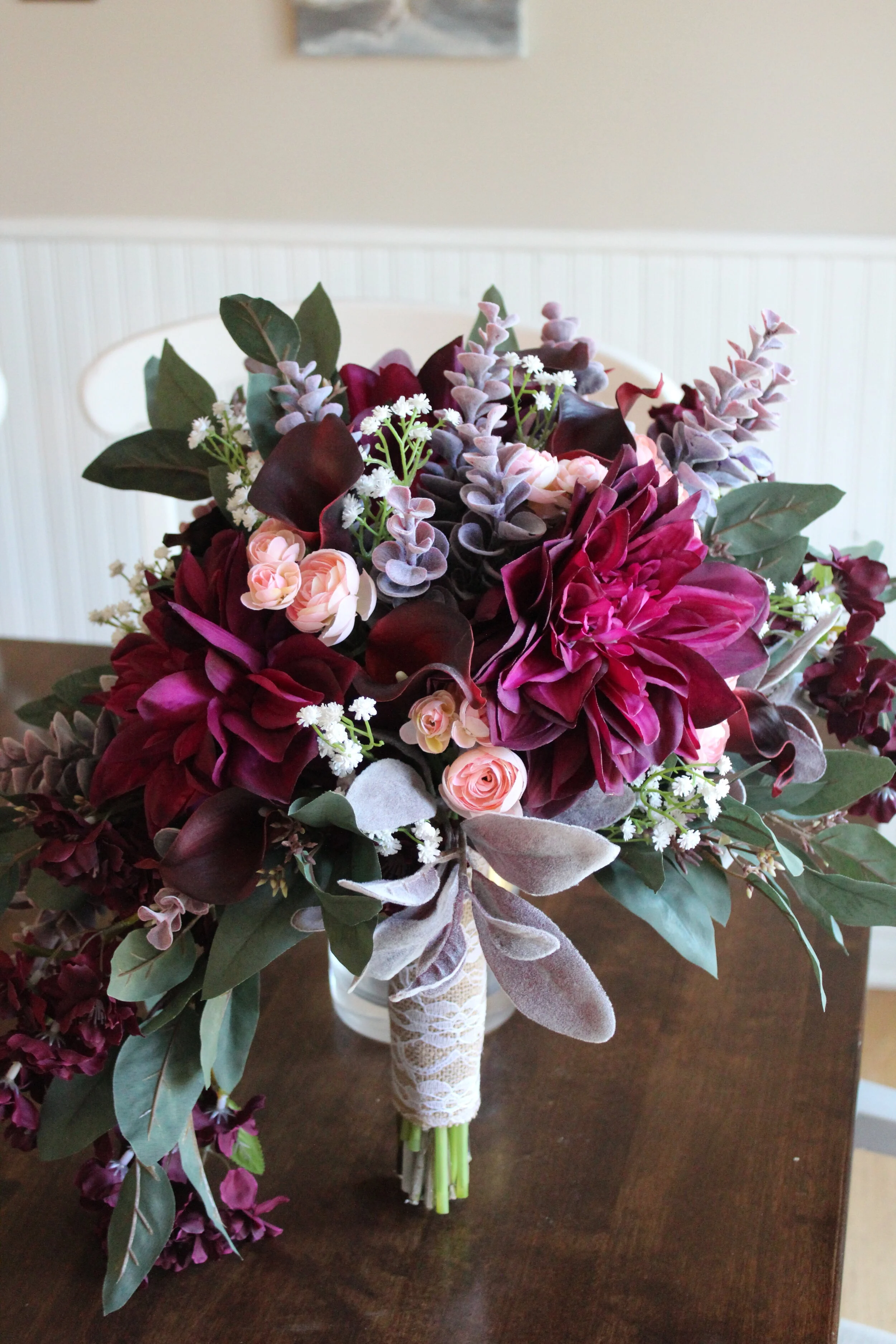 Burgundy and Blush Silk Wedding Flowers — Silk Wedding Flowers and