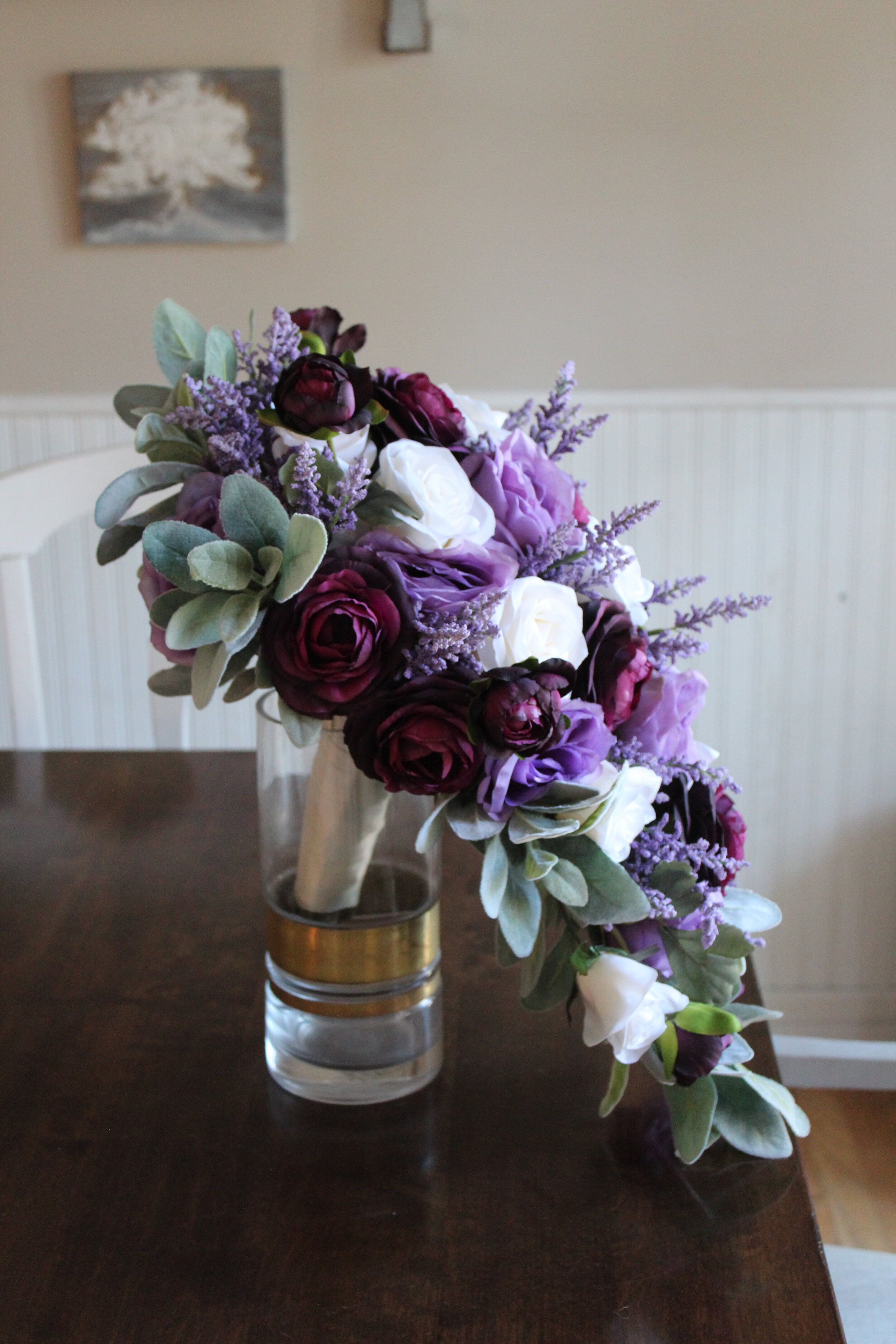 Plum/Ivory/White Buttonhole Clearance Wedding  Flowers by Valerie J 