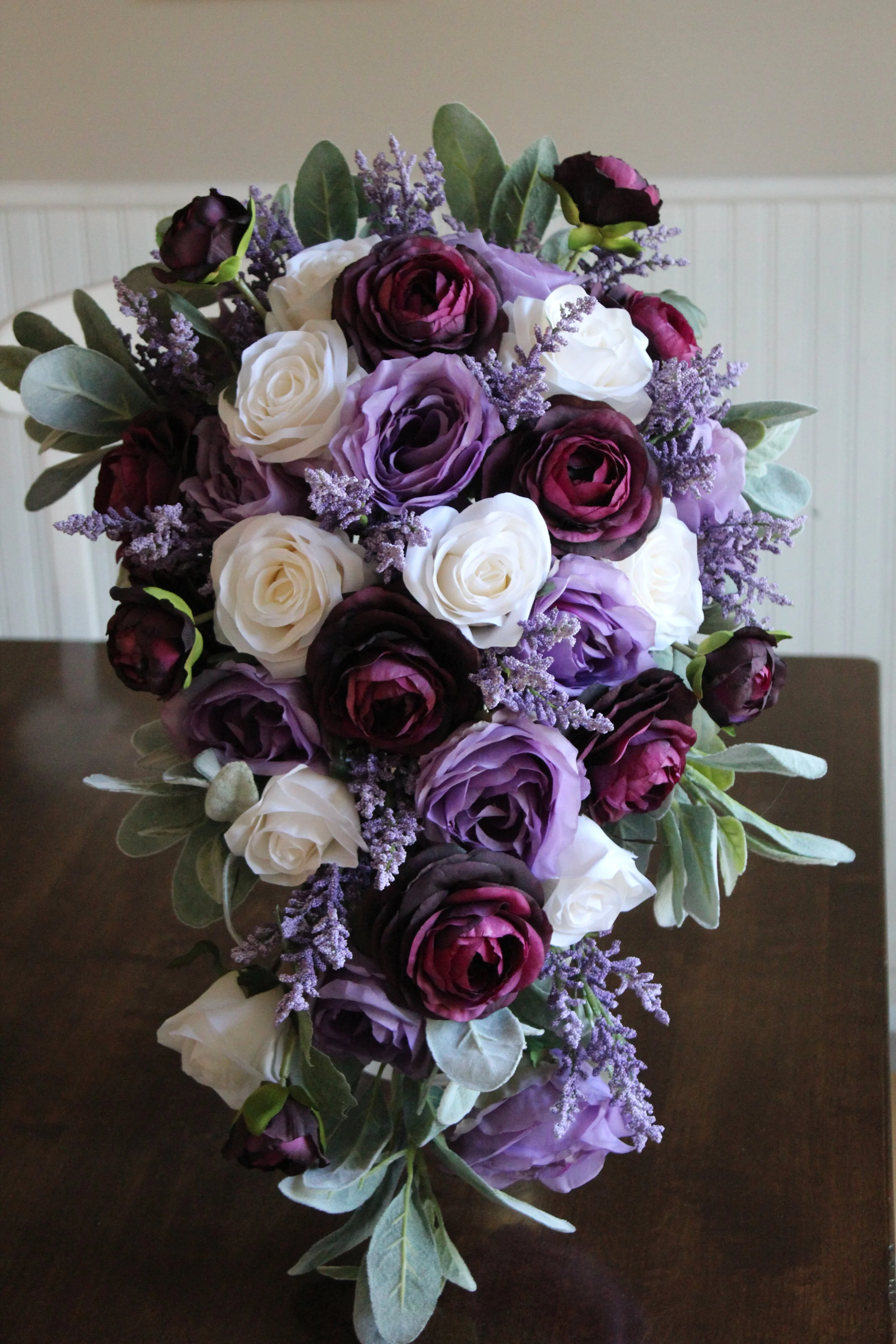 Lavender, Plum, and Ivory Silk Wedding Flowers