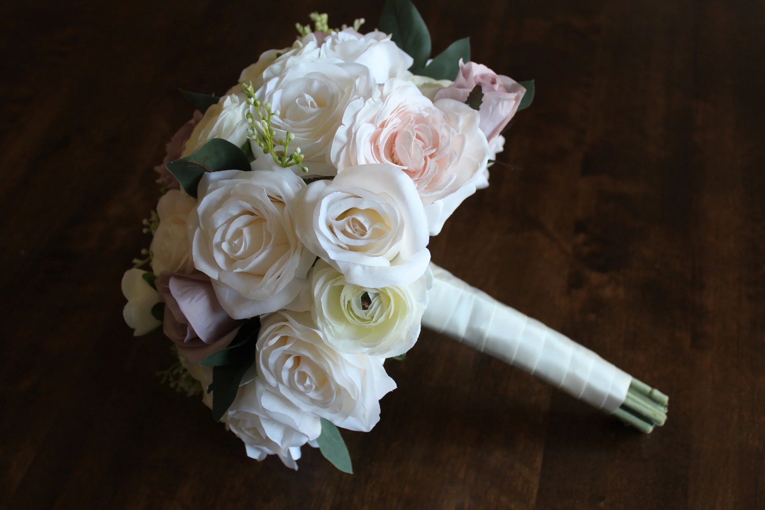 Mauve, Ivory and Blush Silk Wedding Flowers