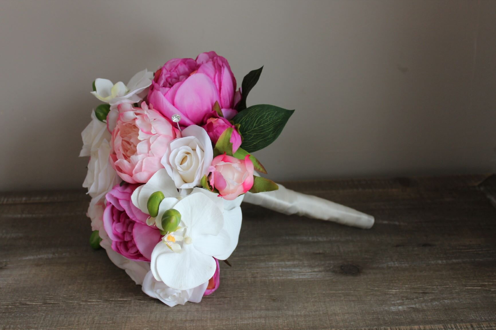 Artificial Wedding Rose Flower Bouquet Bridal Rhinestone for Bride Bridesmaid 